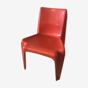 Chaise rouge "Bofinger" en plastique de Helmut Bätzner - 1960