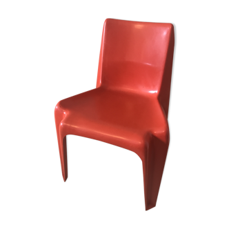 Chaise rouge "Bofinger" en plastique de Helmut Bätzner - 1960