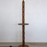 Neo-Basque floor lamp in turned wood - 50s
