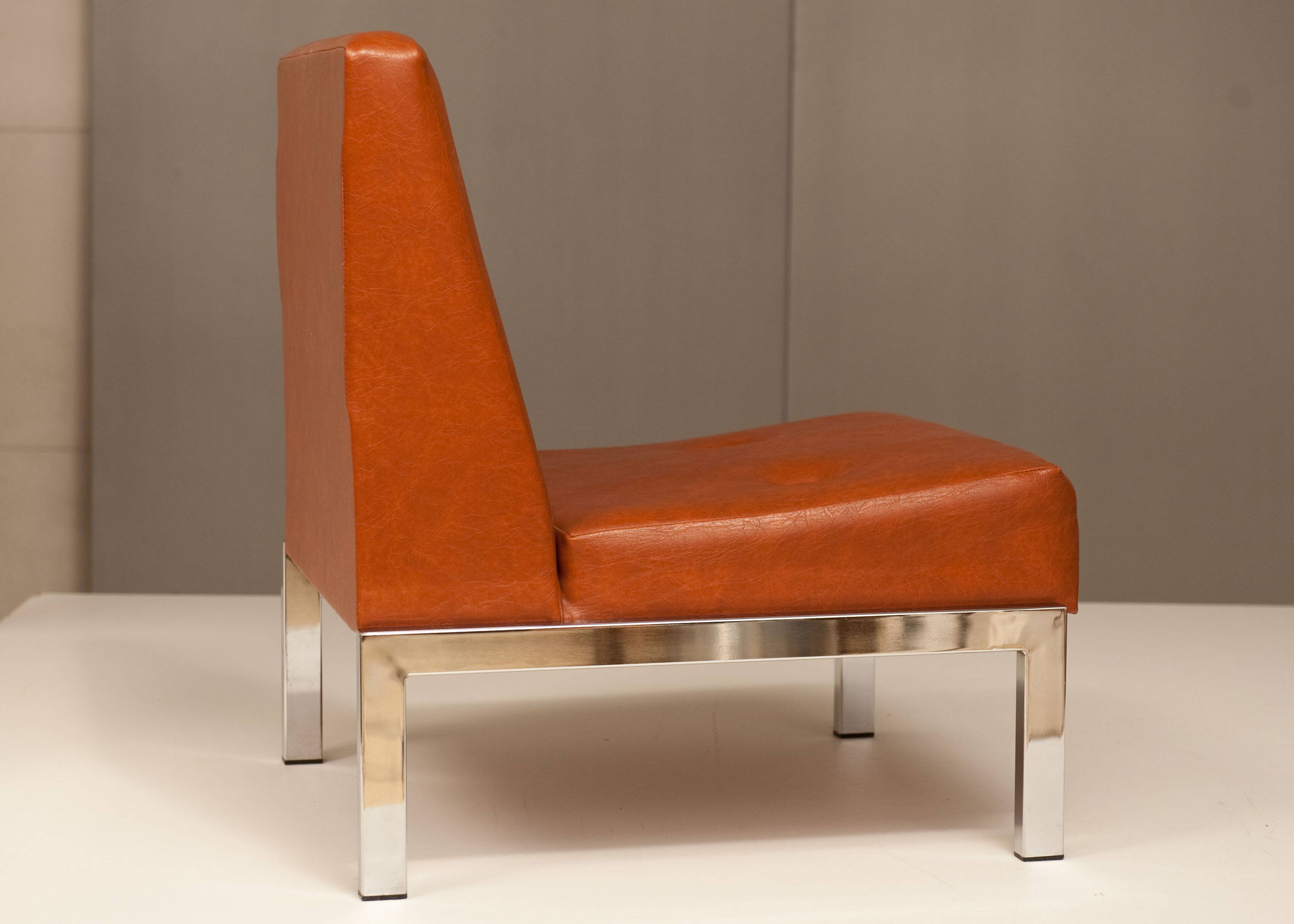 Pair of armchairs in leatherette and chrome from the 70s