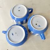 Set of 3 FOX TROTT coffee cups from Sarreguemines, 1930s, Art Deco service.