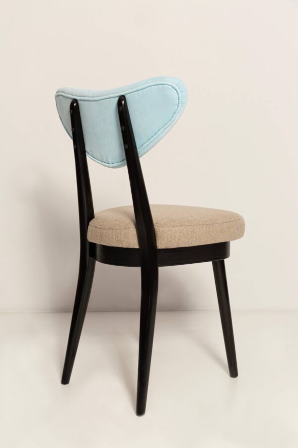 Chaise cœur en laine beige et bleue mélangée du milieu du siècle, Europe, années 1960