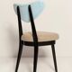 Mid-century heart-shaped chair in mixed beige and blue wool, Europe, 1960s.