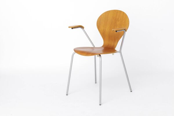 Chaise de bureau vintage en métal et contreplaqué, années 1980 – Chaise de bureau minimaliste