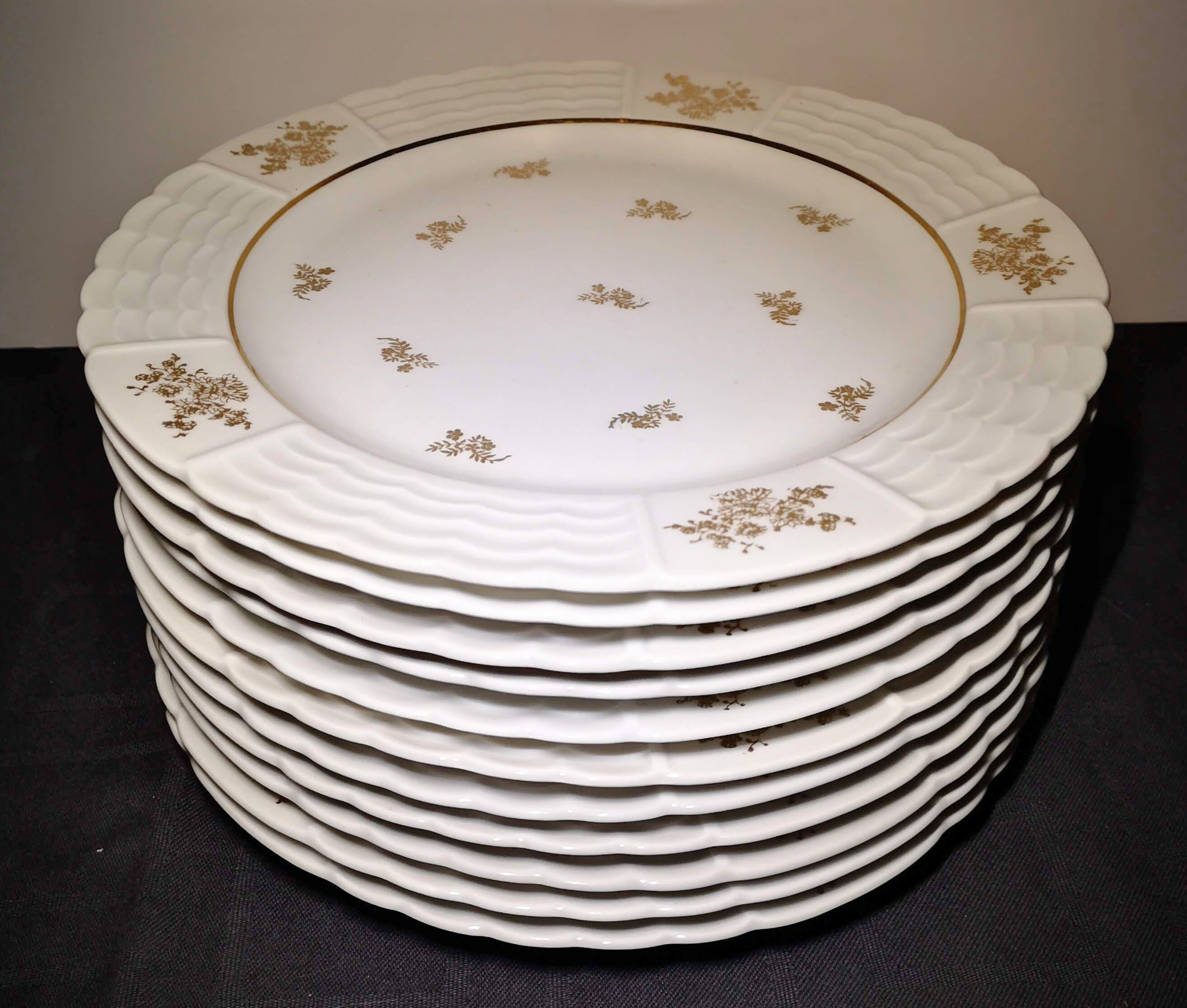 Lot 11 plates flat porcelain art of Limoges