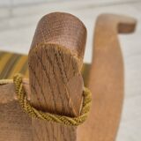 1960s, Danish lounge chair, original very good condition, furniture wool, solid oak wood.