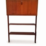 Small walnut and brass wall unit with desk function by William Watting