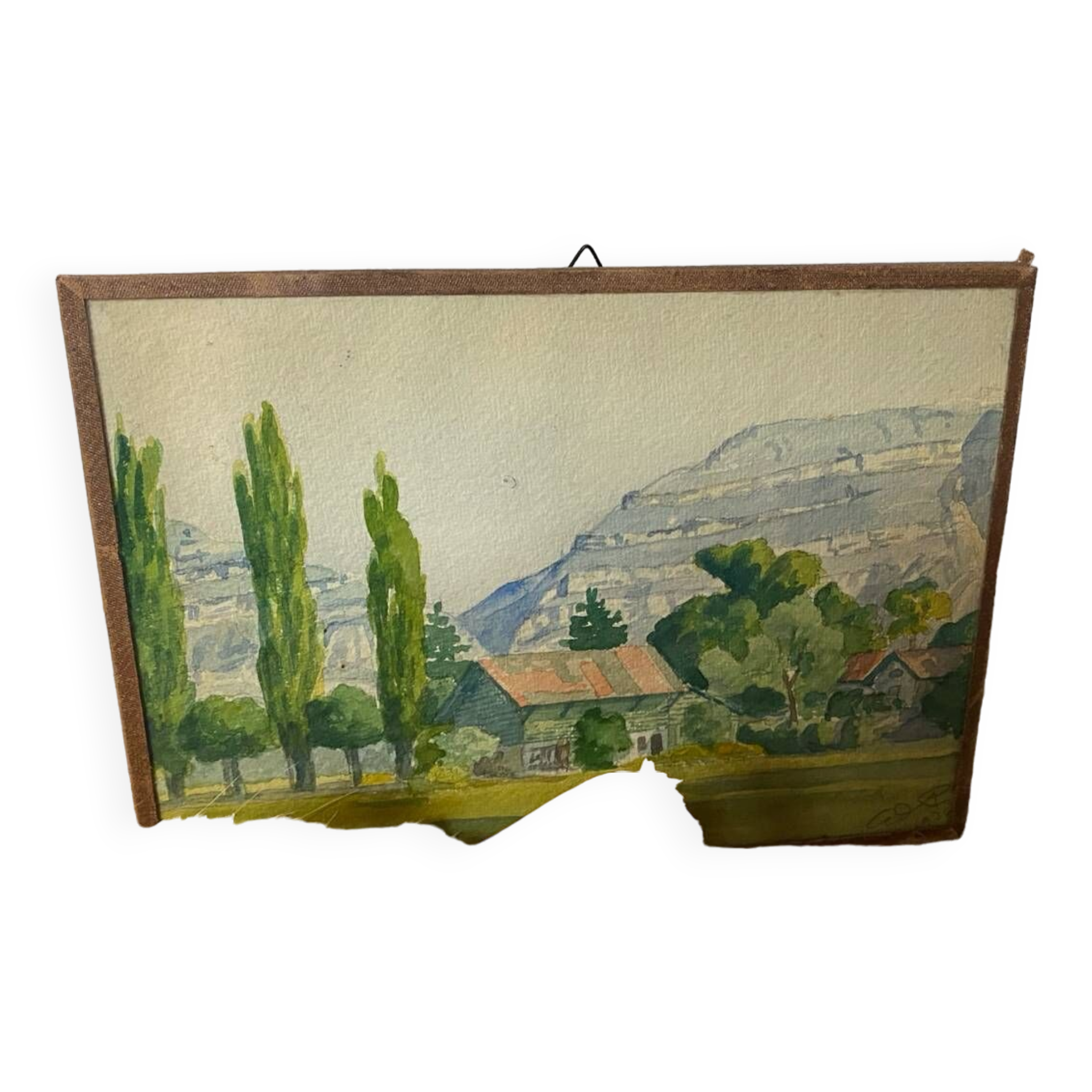 Aquarelle ancienne paysage savoyard