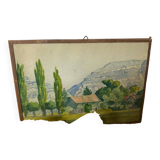 Aquarelle ancienne paysage savoyard