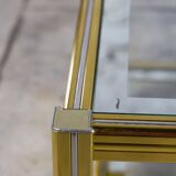 Glass and gold metal coffee table, 1970