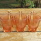 7 vintage pink water glasses