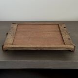 Artisanal Vintage Wooden and Metal Mirror Plateau - Brutalist Design