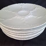 Set of 6 Bareuther Bavaria white porcelain oyster plates
