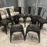 Lot of 6 chairs and two black Tolix armchairs in excellent condition.
