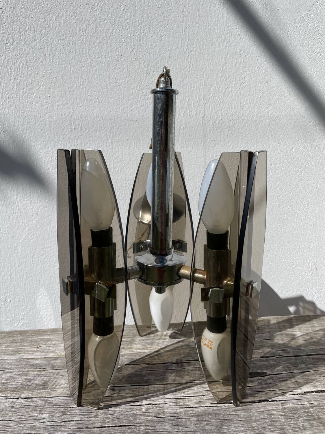 Italian smoked glass chandelier 1970 Veca