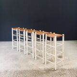 Rustic Handcrafted High Stools, France, 1940s, Set of 5