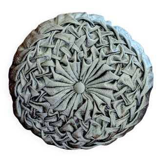 Coussin rond plissé satin année 60