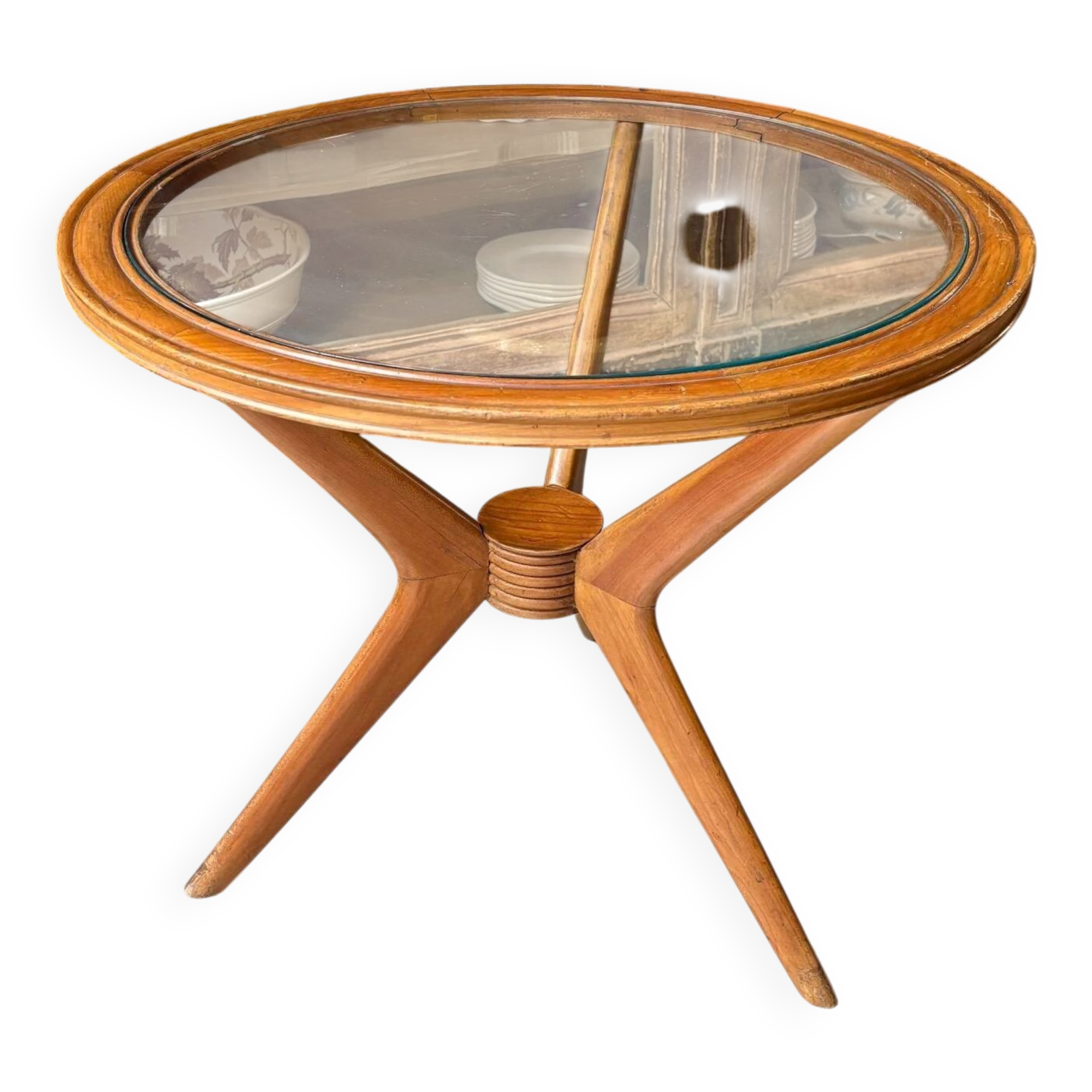 Table basse, d'appoint en bois et verre ⌀ 61 cm