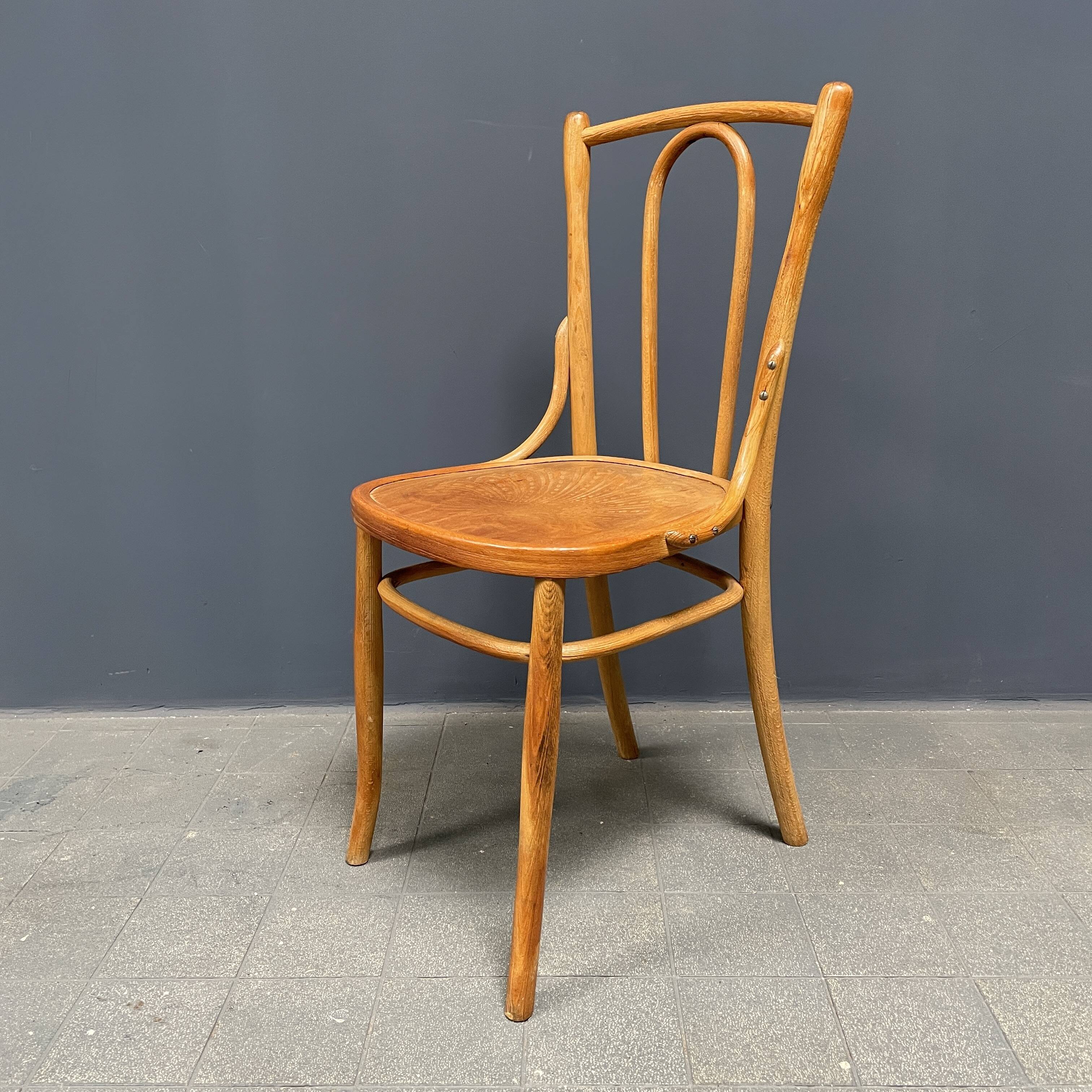 Set of 4 wooden bistro chairs with graceful seats