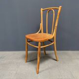 Set of 4 wooden bistro chairs with graceful seats