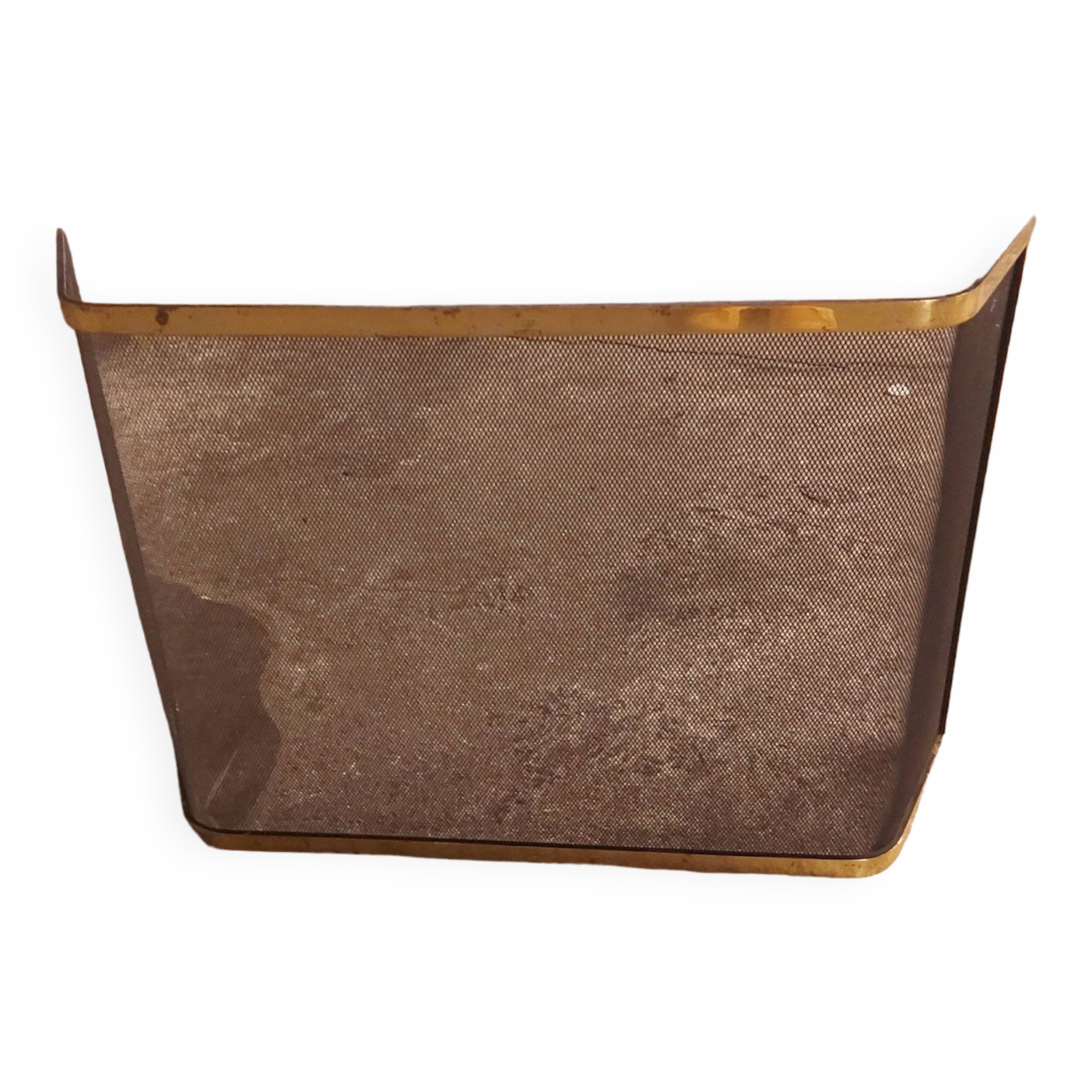 Chimney fire screen, vintage brass