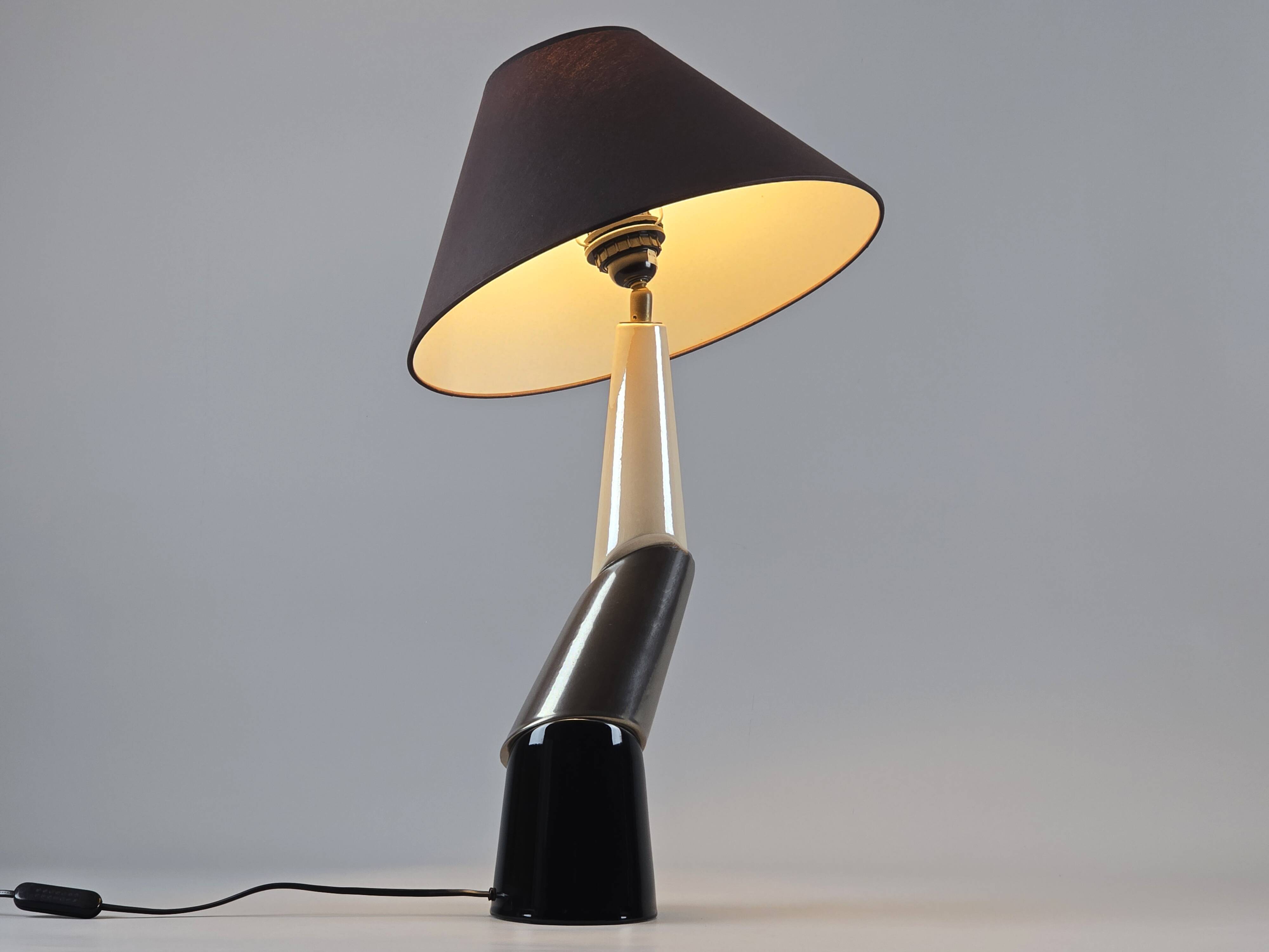 1980s Postmodern Ceramic Table Lamp by François Chatain.