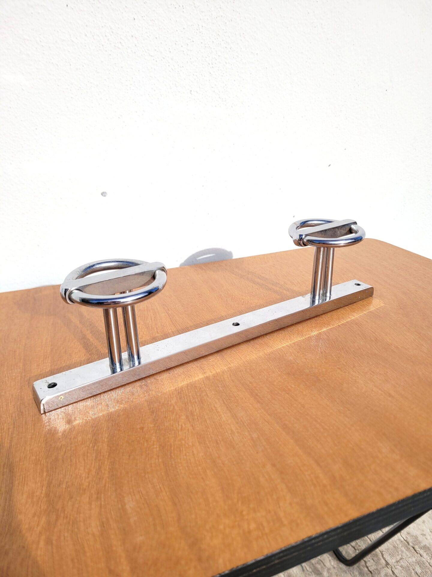 1950s chrome double wall-mounted coat rack