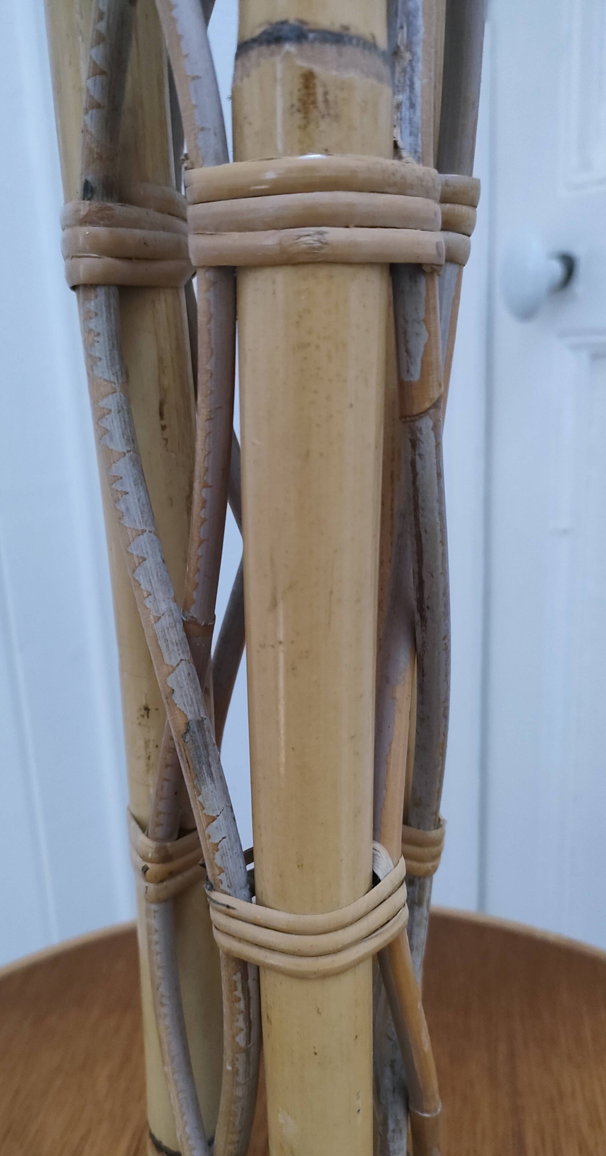 Lampadaire rotin bambou vintage années 50-60