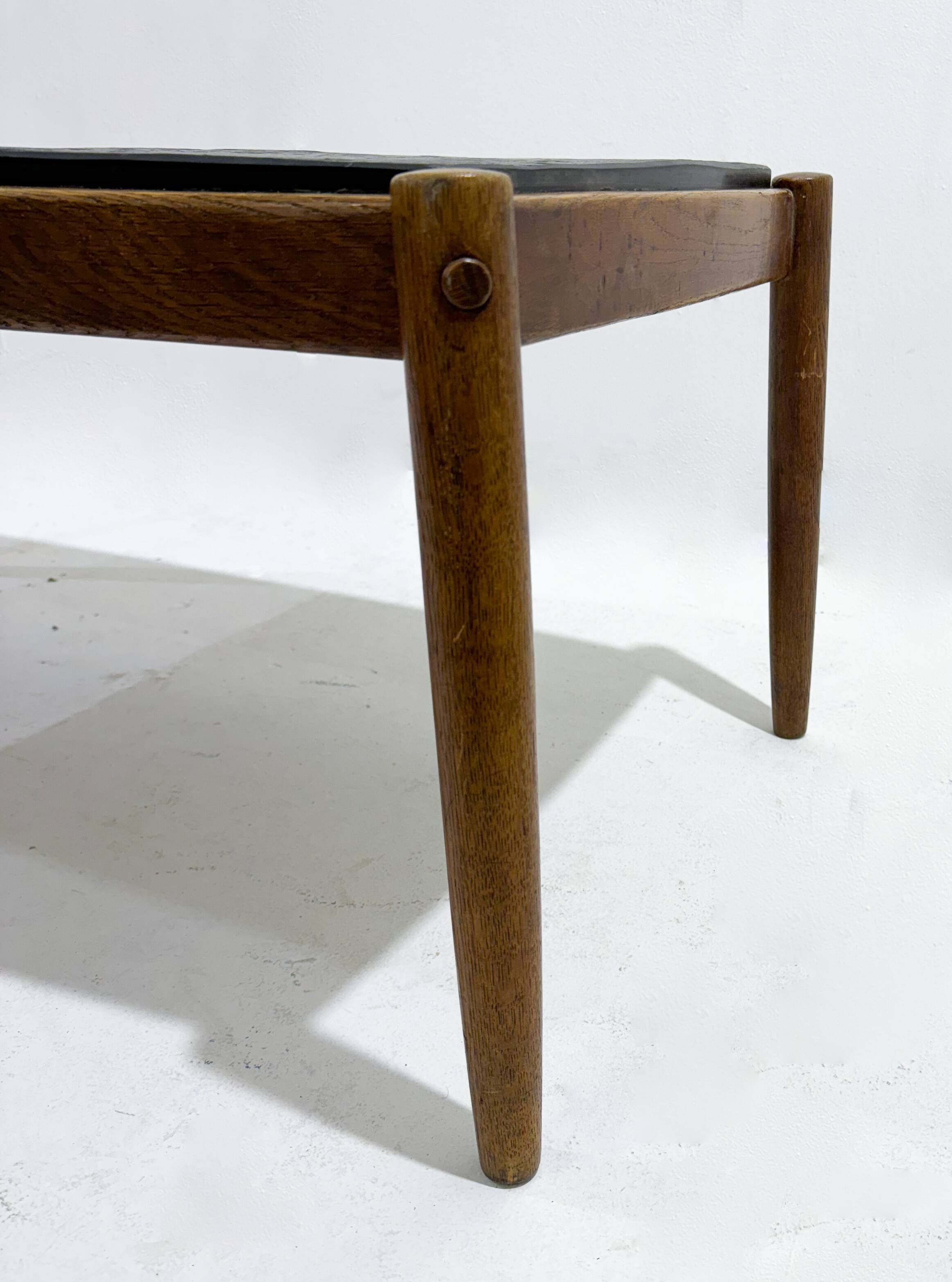 Mid-Century Modern Coffee Table, Oak and Shale