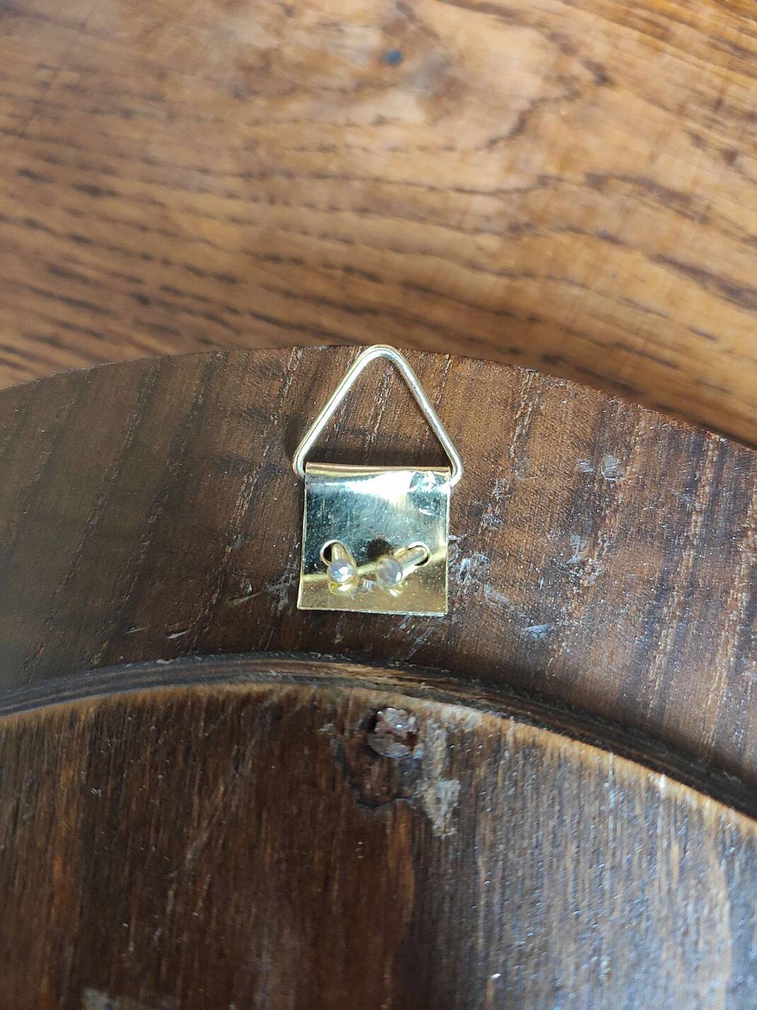 Vintage oval wooden mirror