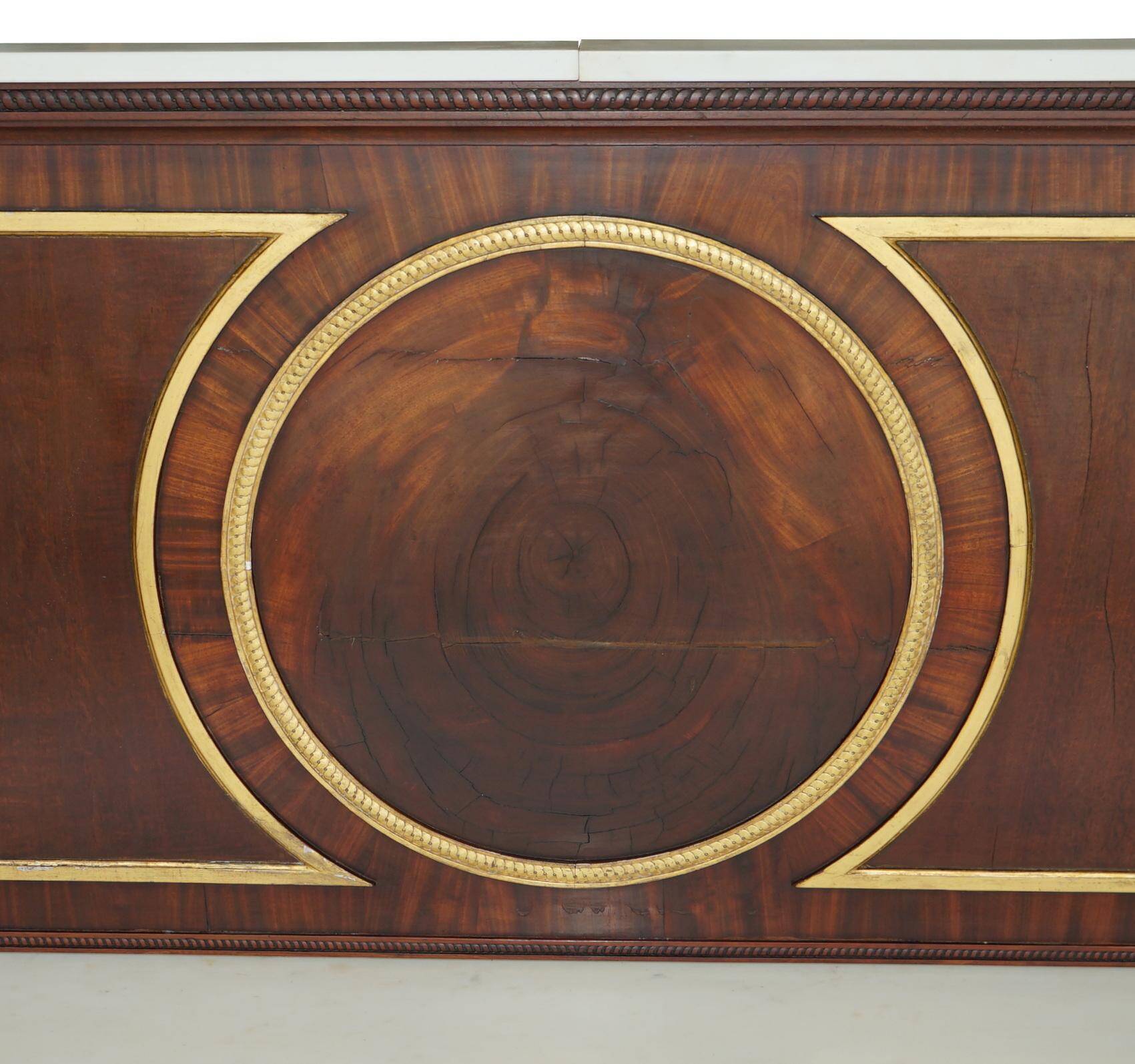 Monumental antique buffet in rosewood Regency with Italian marble.