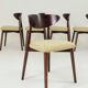 Set of 6 Modern Dining Chairs, Beech Wood Bouclè Green Upholstery