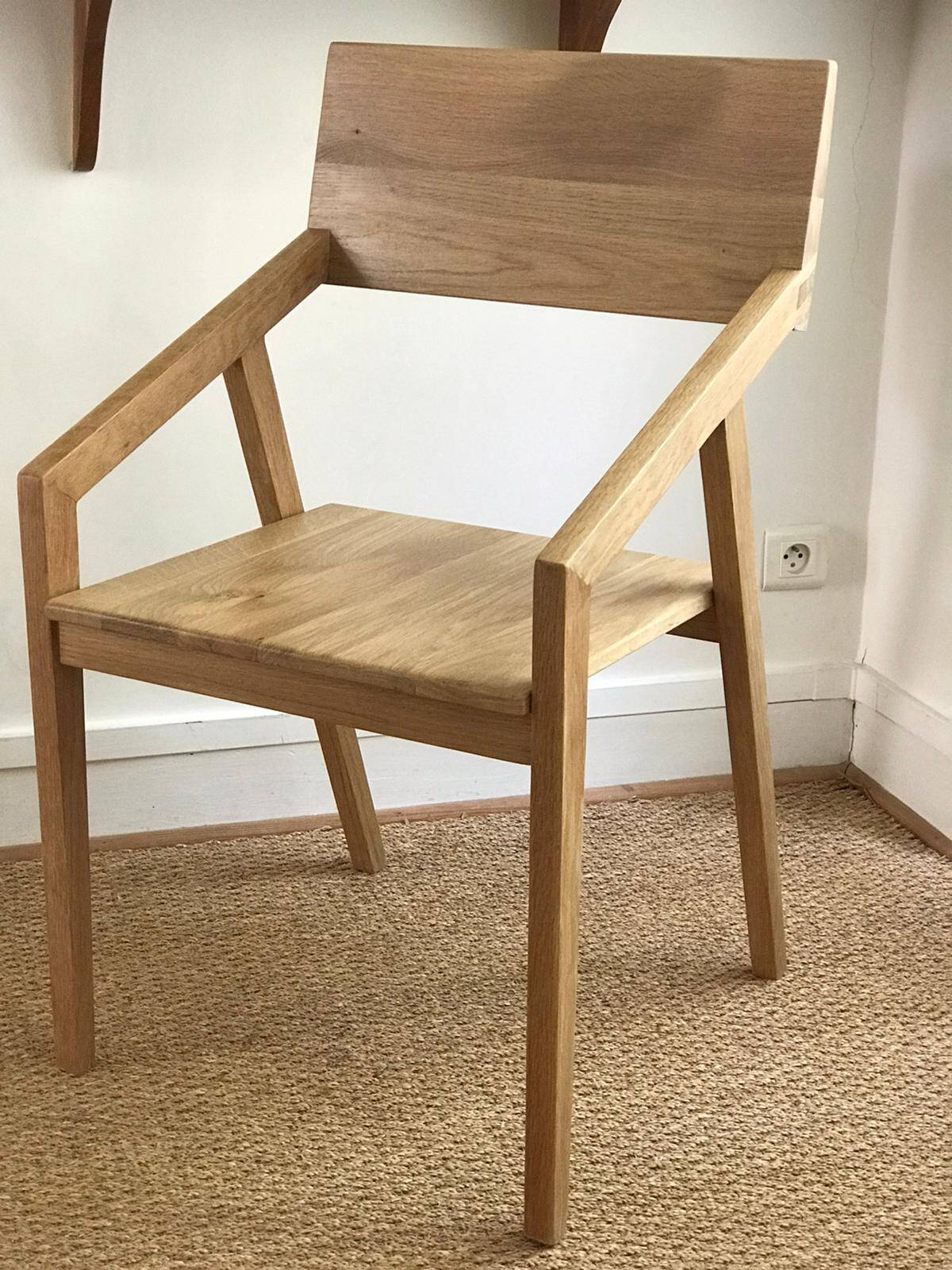 Set of 4 designer chairs in solid oak