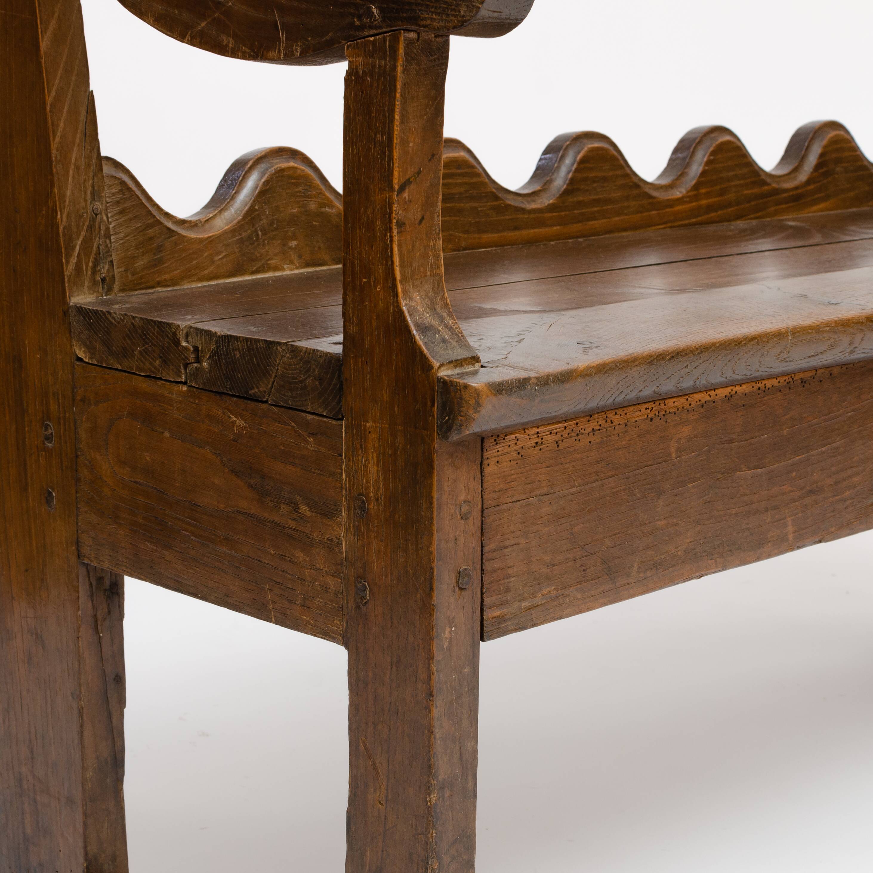 Liturgical bench with fruit wood backrest - French work - nineteenth century.