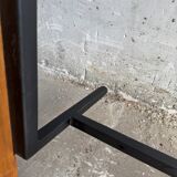 Set of 2 DeCoene Minimalist Daybeds — Natural Wood & Black Metal Mesh with Brass Trim