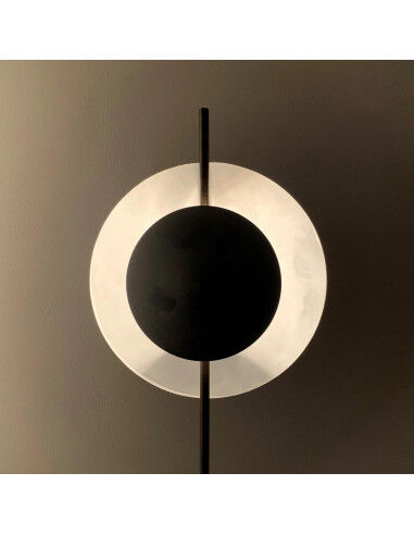 Oxidized metal table lamp, contemporary work.