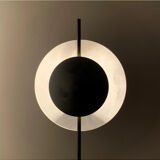 Oxidized metal table lamp, contemporary work.