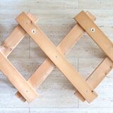 Extendable accordion coat rack in light wood, 80s
