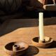 Circular teak monoxyle candle holder D12 H3