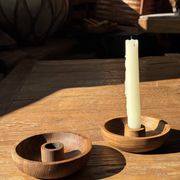 Circular teak monoxyle candle holder D12 H3