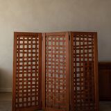 Vintage wooden room divider 3-part room screen in pine