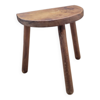 Cowhide half round tripod stool