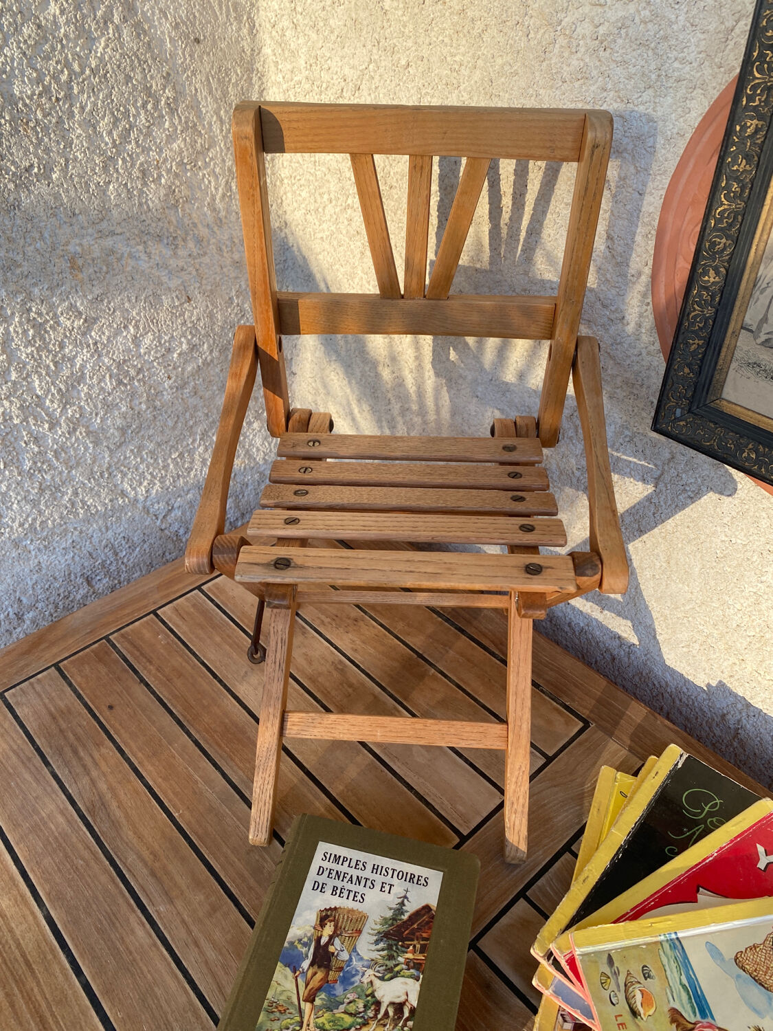 Folding wooden chair for doll