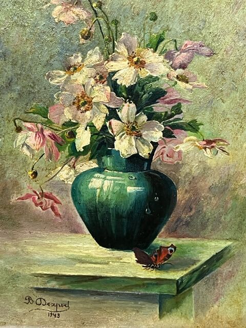 Nature morte aux fleurs. huile sur panneaU, B. Dexpers