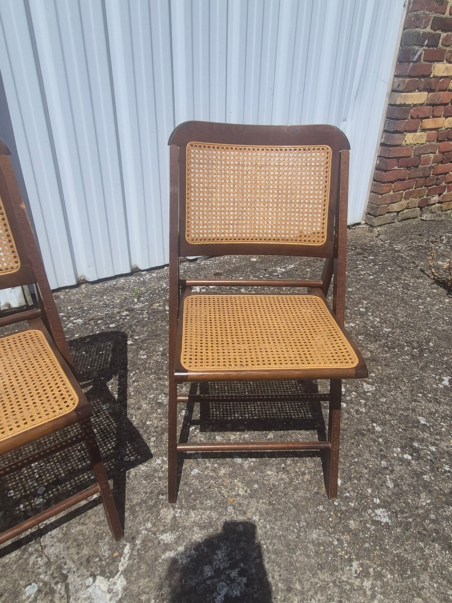 Vintage 2 chaises pliantes bois et cannage