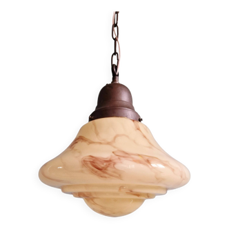 Art Deco suspension in marbled opaline, Scailmont (Belgium), 1920-30