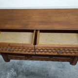 Carved pine sideboard, mountain folk art, 1950s