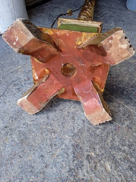 Polychrome gilded carved wood floor lamp ep 1940