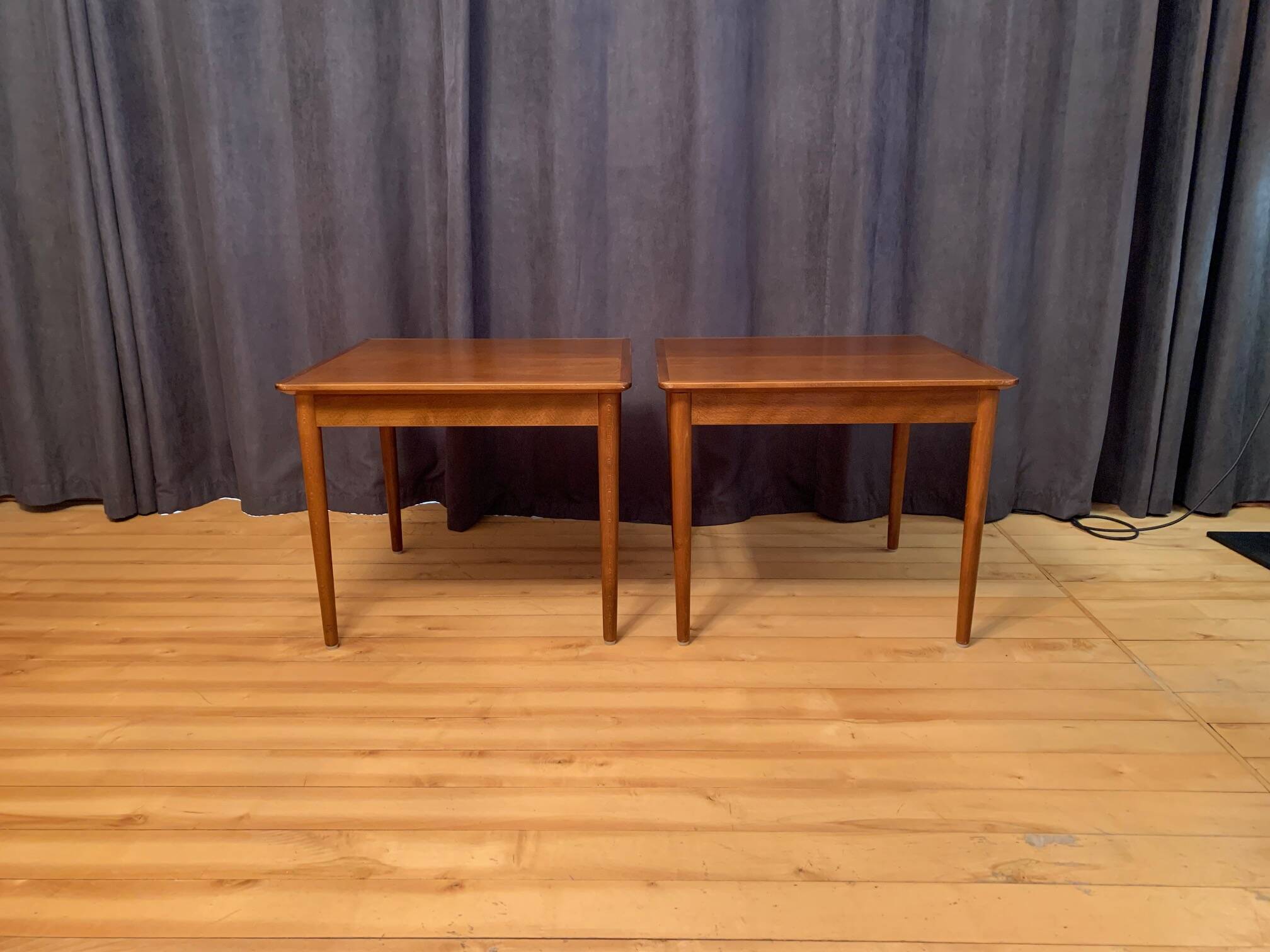 Pair of mahogany side tables, Denmark, 1950s.