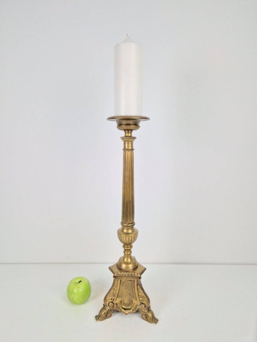 Large 19th Century Copper Church Candle Holder, France